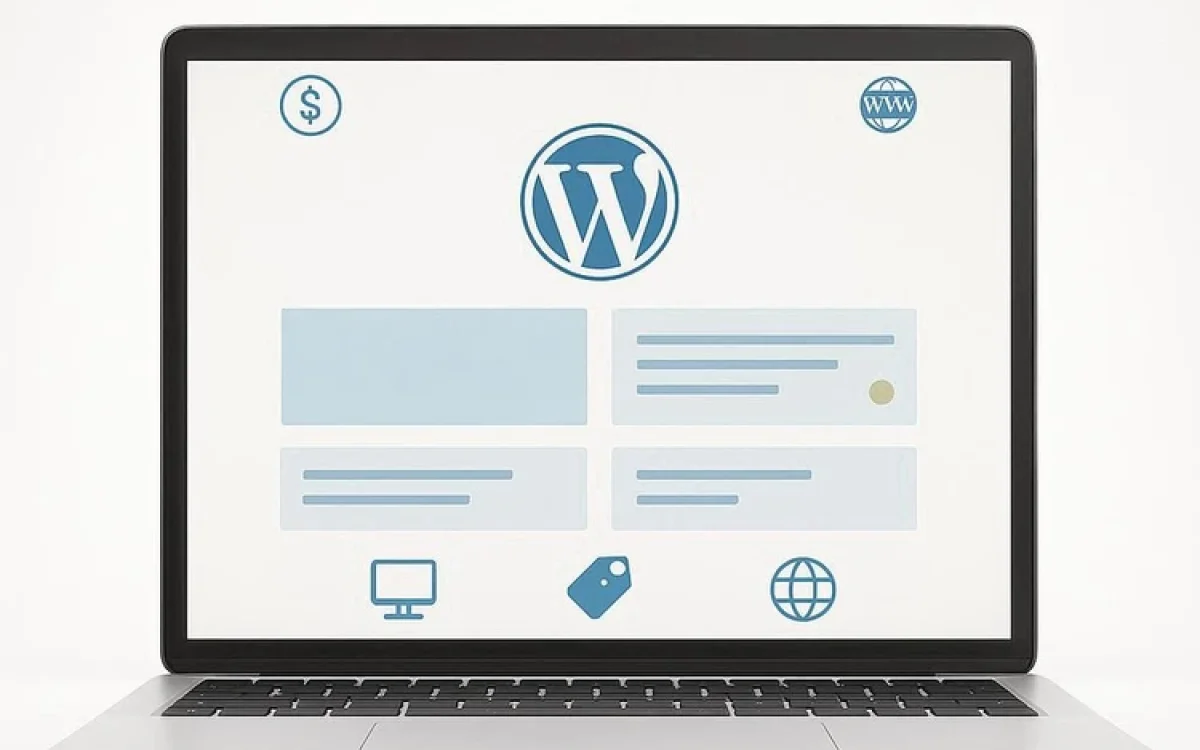 Grafika przedstawiająca koszty stworzenia strony WordPress.