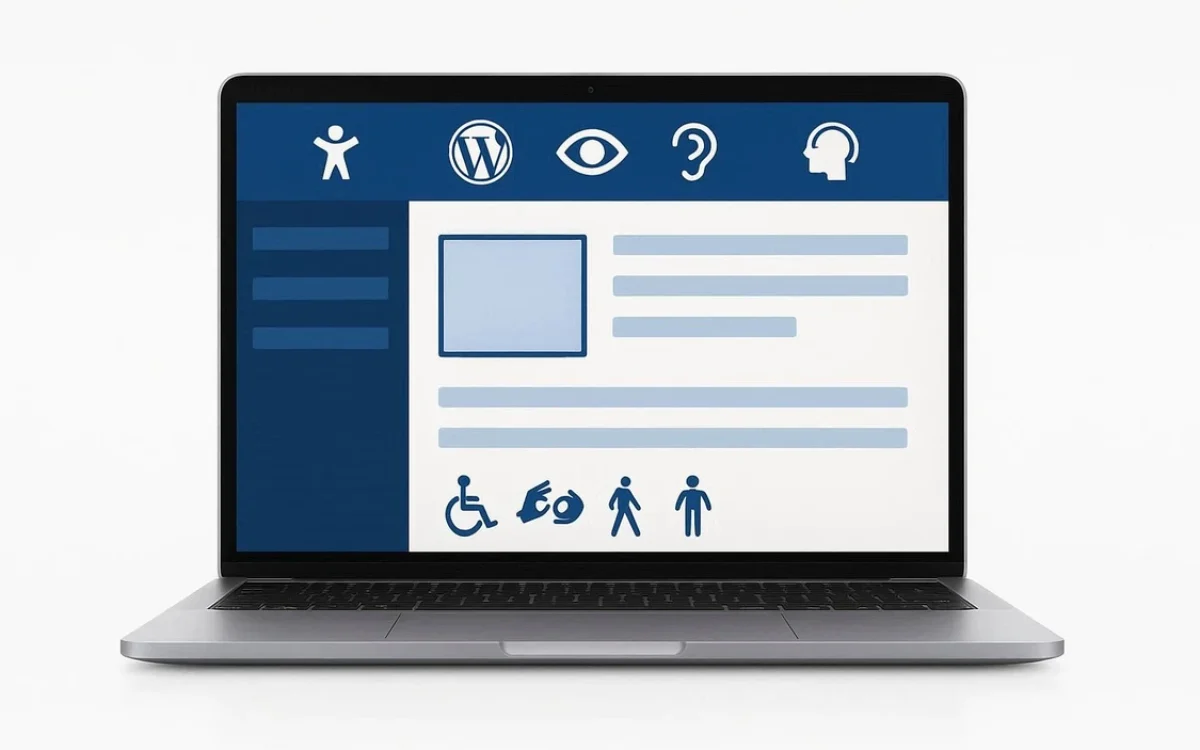 Grafika przedstawiająca zasady WCAG 2.1 w projektowaniu stron WordPress.